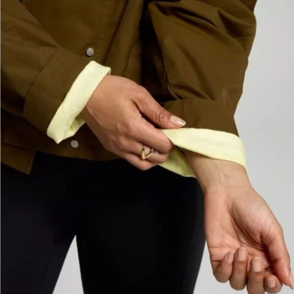 CALIA Women's Crop Trench Jacket - Dark Khaki Olive - Picture 5 of 8